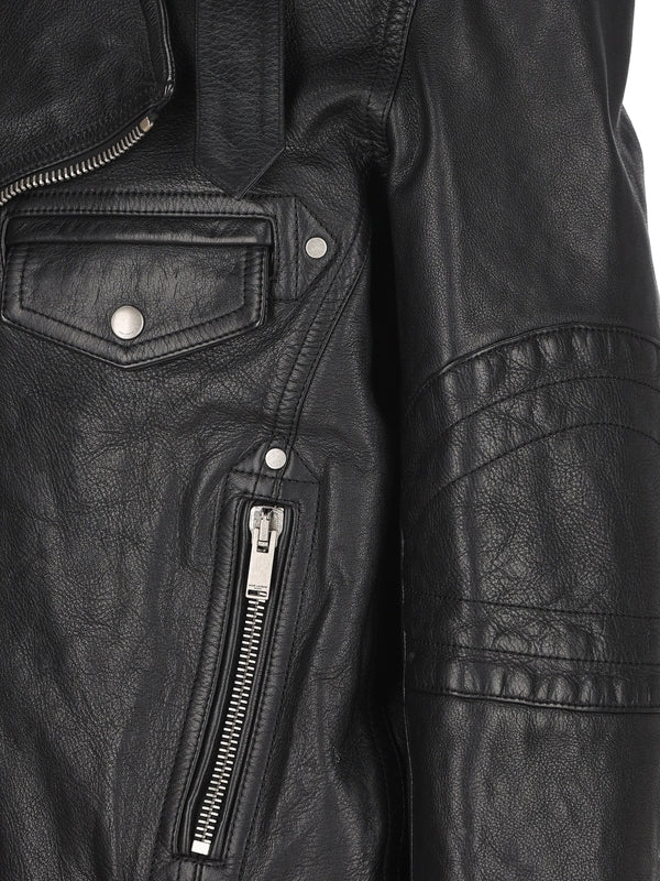 Detachable Collar Leather Biker Jacket