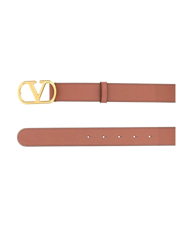 V Logo Leather Belt