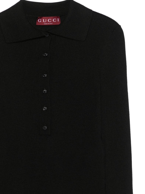 Web Detail Cashmere Silk Polo Shirt