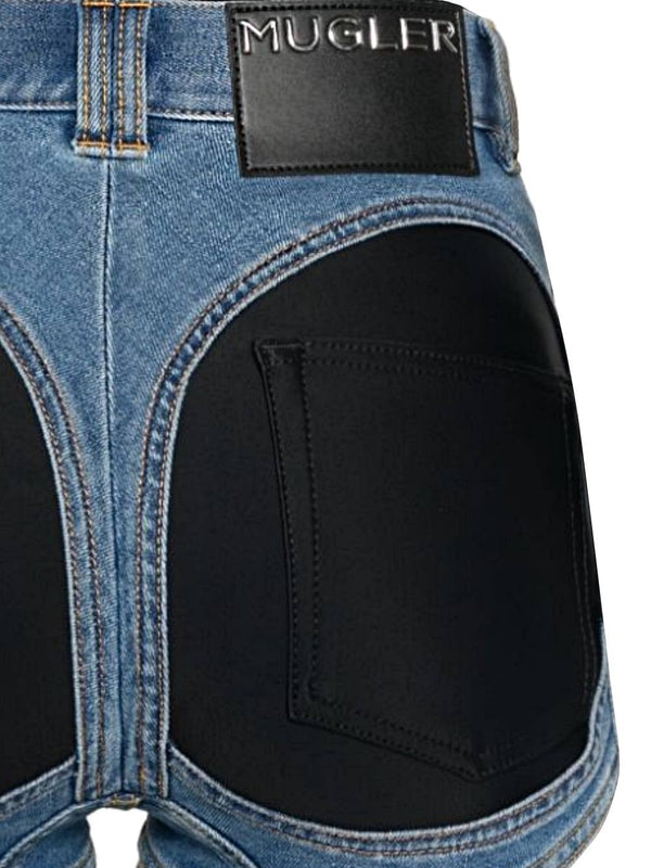 Panel Detail Denim Shorts