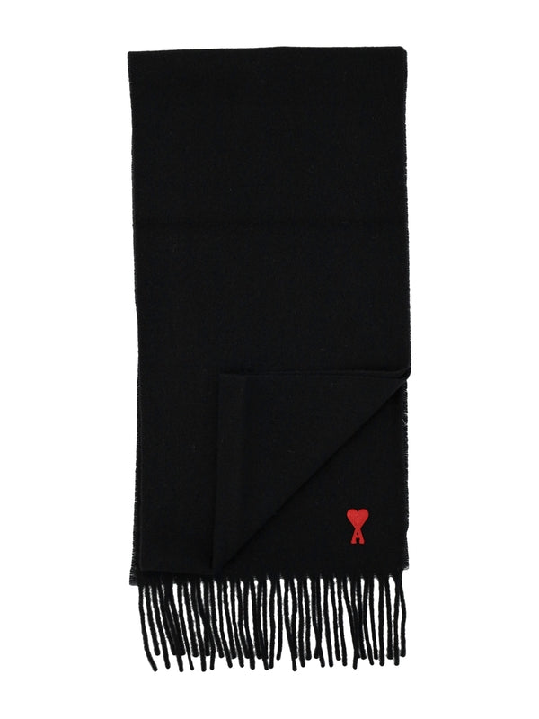 ami - Heart Logo Fringe Wool Muffler - Jente