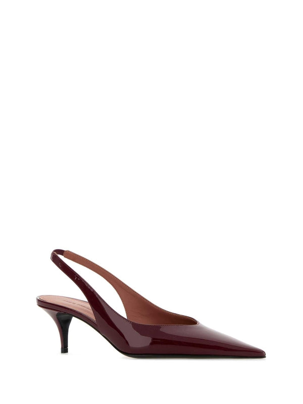 Amina Muaddi Burgundy Slingback Heels