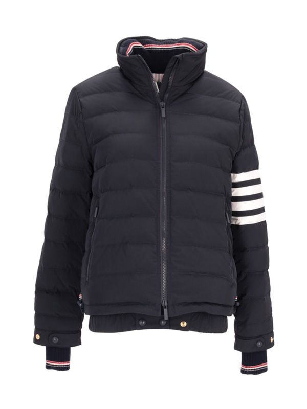 4-Bar Funnel Neck Hooded Down Jacket