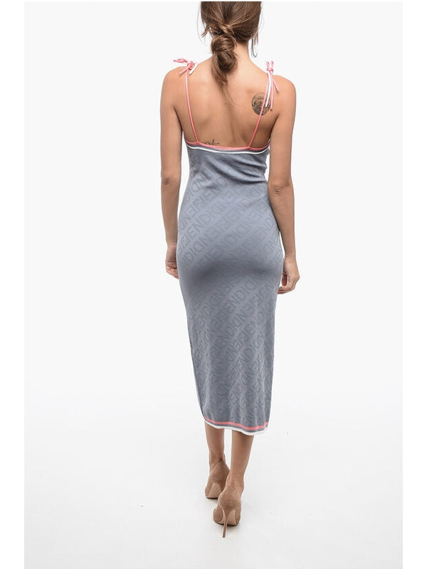 Allover Logo Jacquard Midi Dress