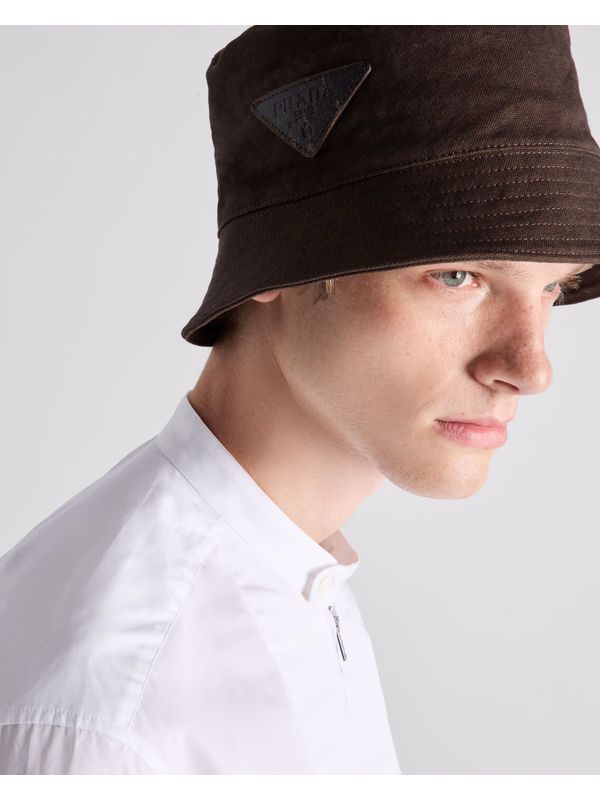 Triangle Logo Patch Cotton Bucket Hat