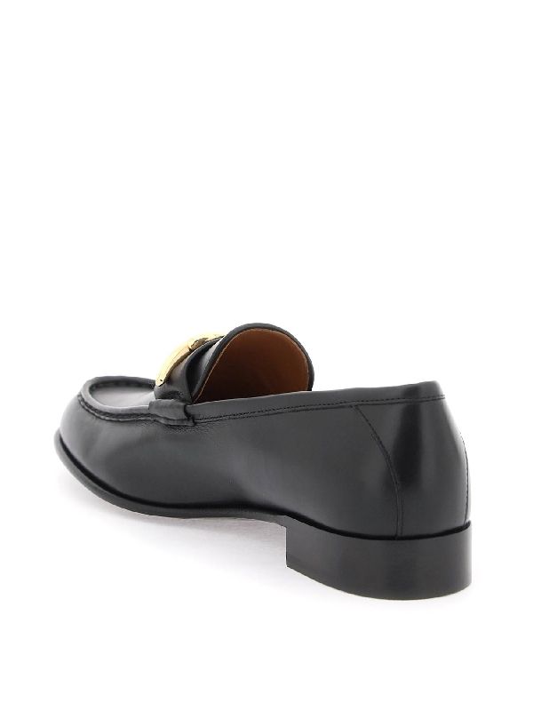 V Logo-embellished Leather Loafers