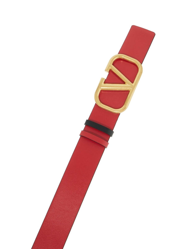 V Logo Reversible Leather Belt