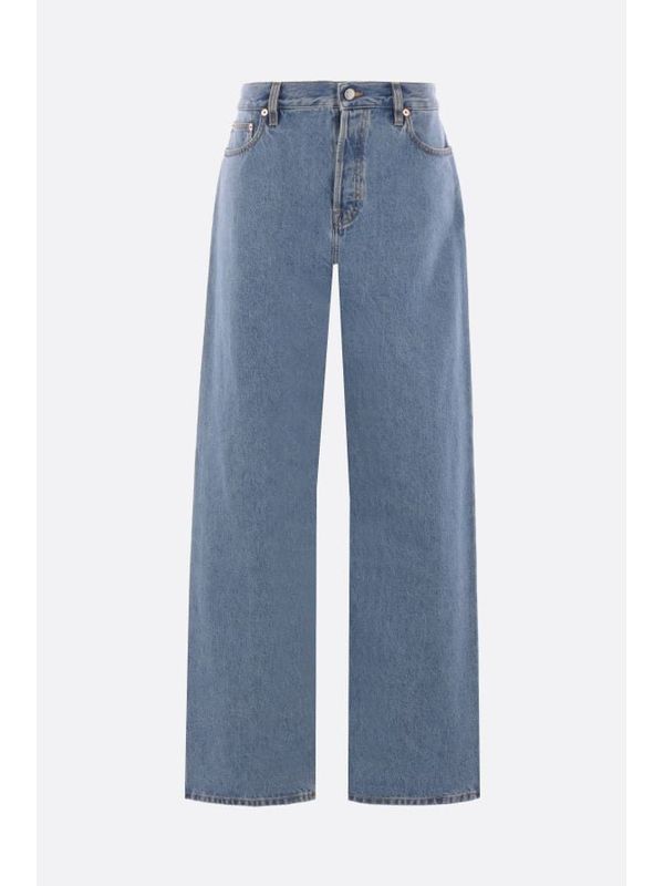 Back Logo Patch Cotton Baggy Denim Pants