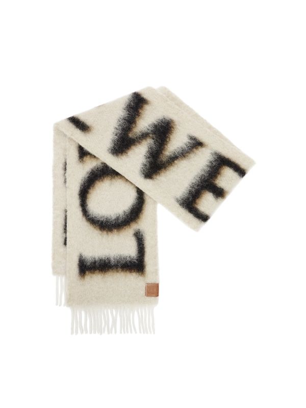 Logo Jacquard Mohair Wool Scarf