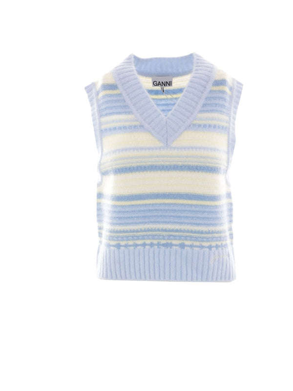 Stripe Wool Blend Knit Vest