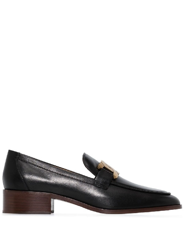 Bold Chain Decorated Leather
  Loafer