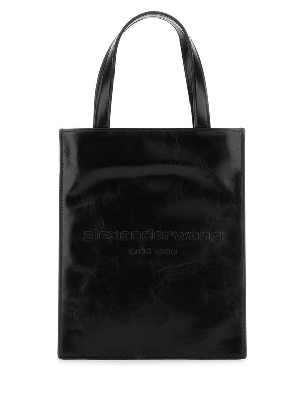 Pinch Logo Embossed Patent Leather Tote Bag