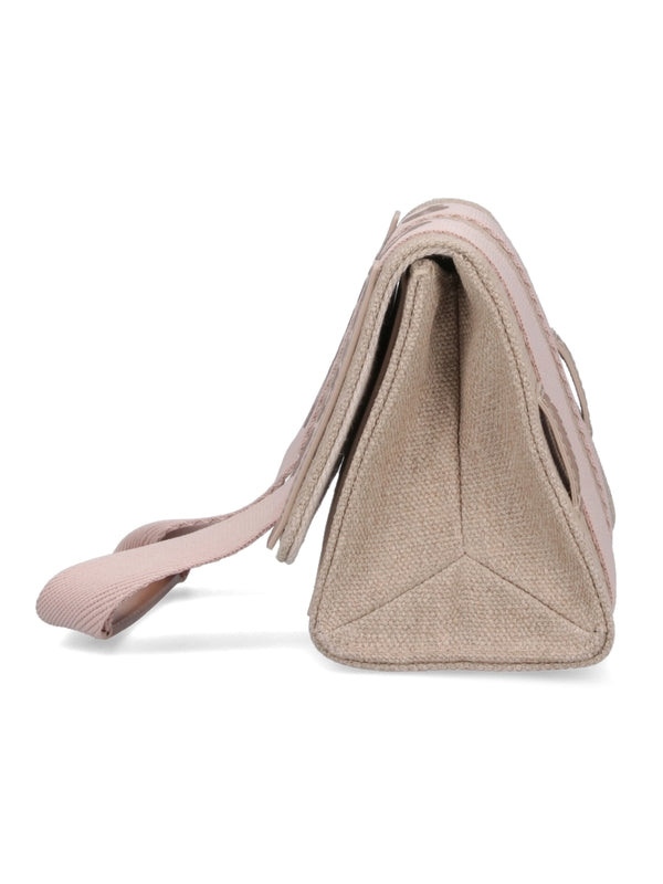 Woody Linen Flap Shoulder Bag