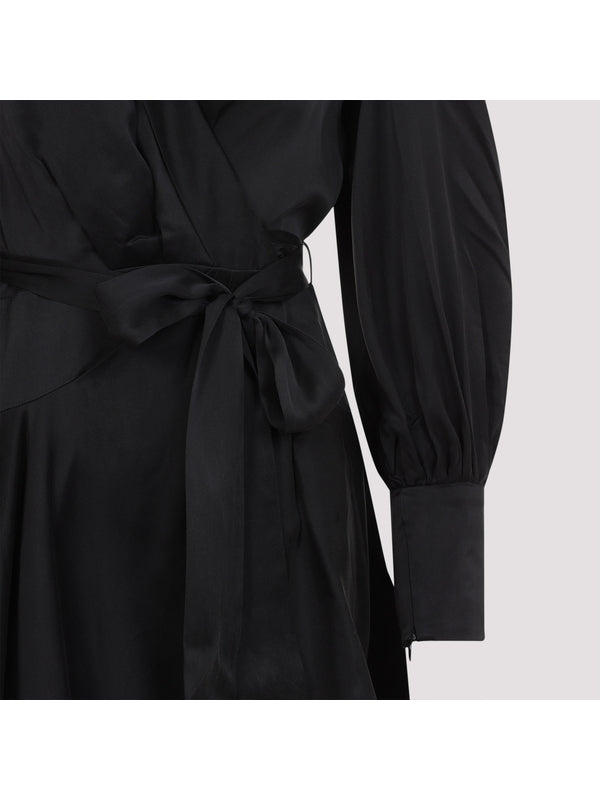 Frill Wrap Detail Silk Mini Dress