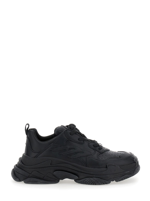 'Triple S Sporty' Black Sneaker with 3B Logo Embroidered on the Side and Worn Effect in Tech Fabric Man Low top Sneakers