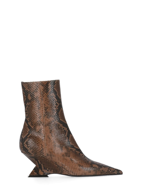 Animal Pattern Leather Ankle Boots