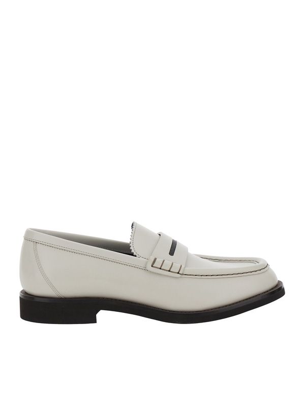 White Leather Penny Loafers