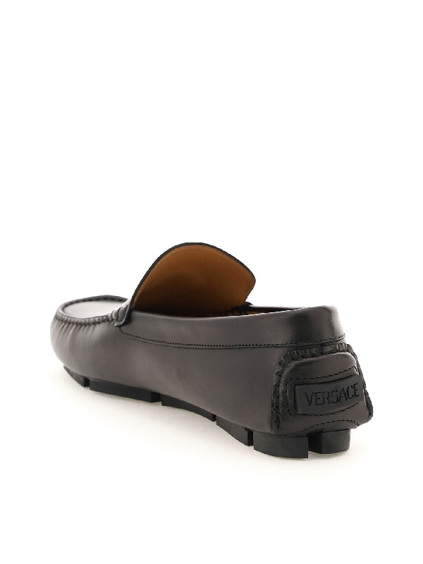 Medusa Detail Leather Driving Shoes - Jente