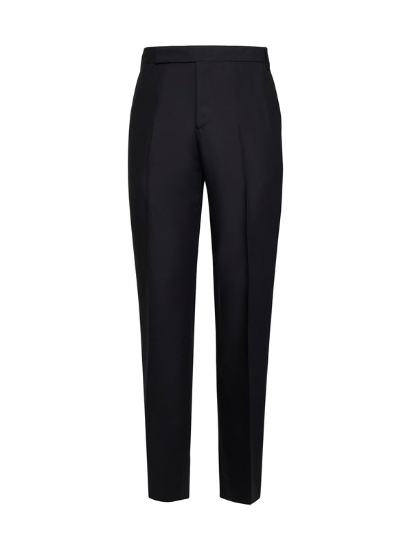 Black Wool Mohair Tailored Pants