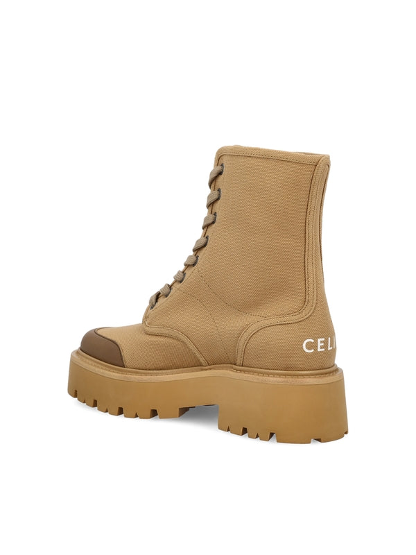 Celine Beige Lace-Up Boots