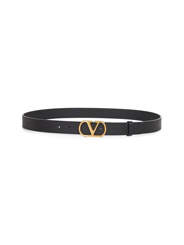 V Logo Leather Belt