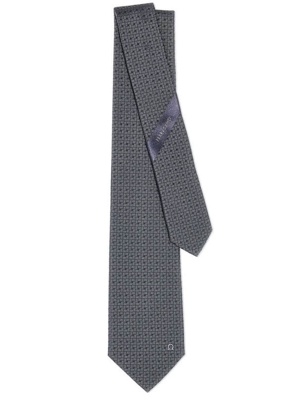 Gancini Logo Silk Tie