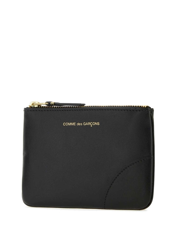 Logo Black Leather Zipper Wallet