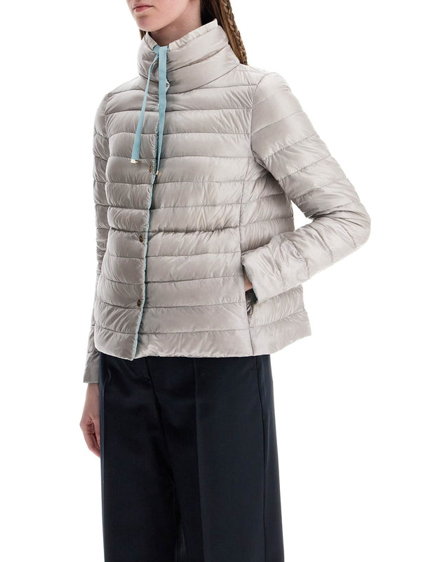 Drawstring High-Neck Nylon Padded Jacket