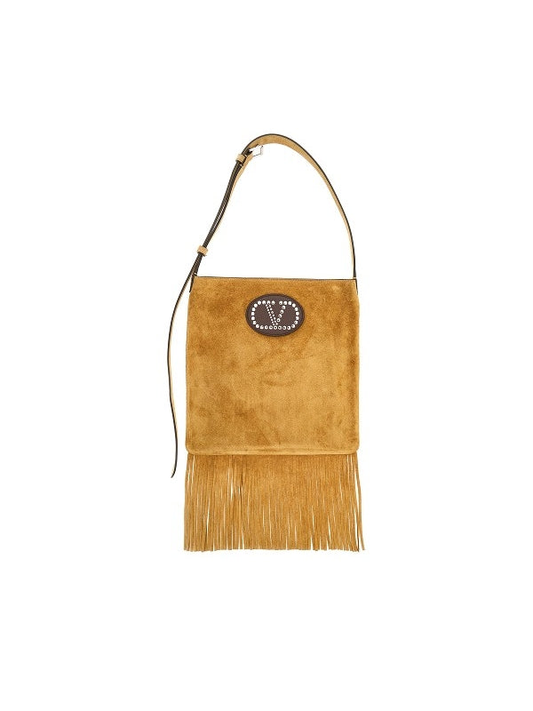 V Logo Fringed Crossbody Bag