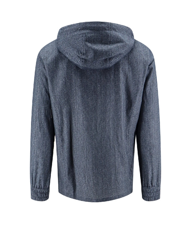 Herringbone Cotton Hooded Zip-Up