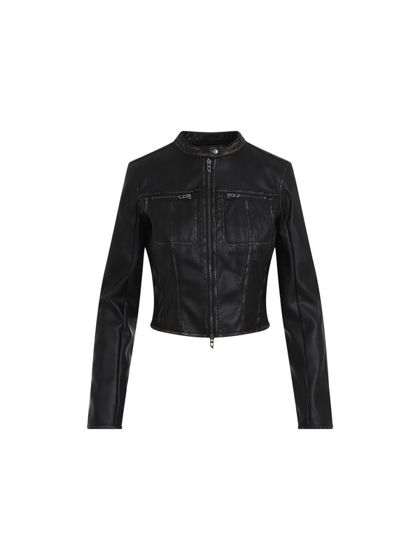 G-Lobe Vintage Wash Faux Leather Biker Jacket