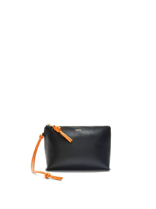 T Strap Leather Clutch