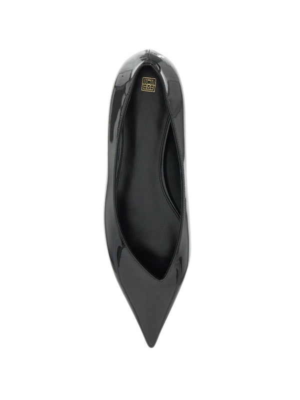 Asymmetric Patent Leather Flat
  Shoes