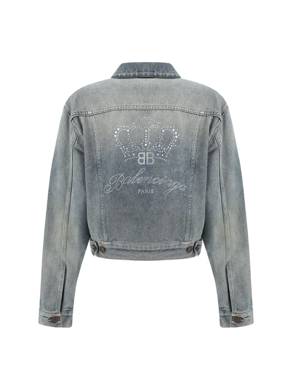 Back Rhinestone Logo Denim Jacket