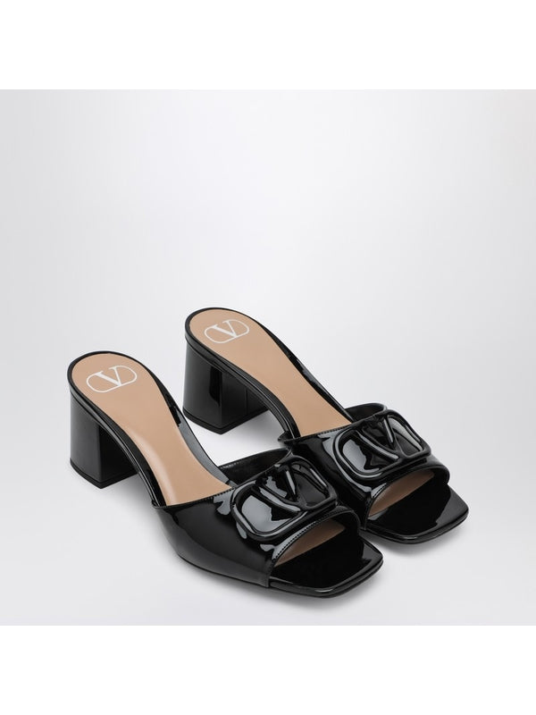 Valentino Garavani Vlogo Signature black patent leather sandal Sandal Heels