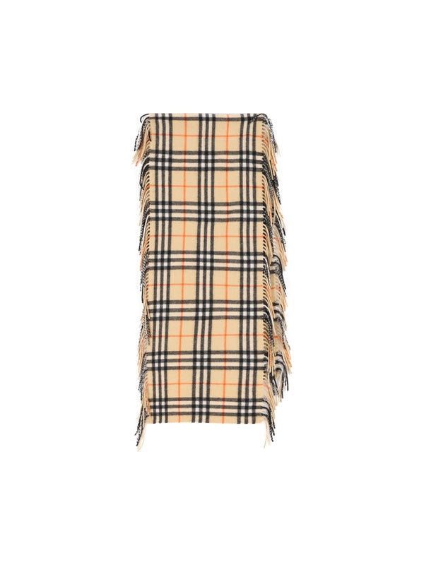 Check Fringe Cashmere Muffler