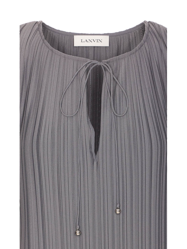 Pleated Drawstring Blouse