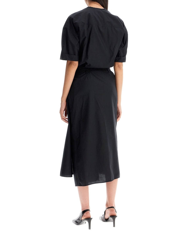 Asymmetric Button Cotton Silk Dress