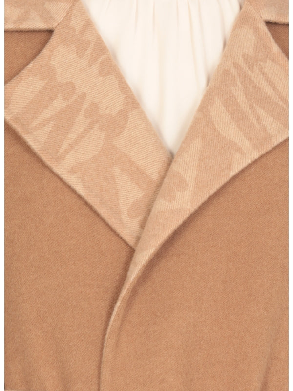 Abito Logo Lapel Belt Camel Coat