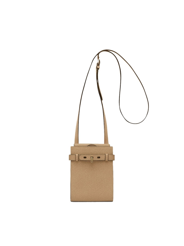 Buckle Detail Calfskin Shoulder Bag