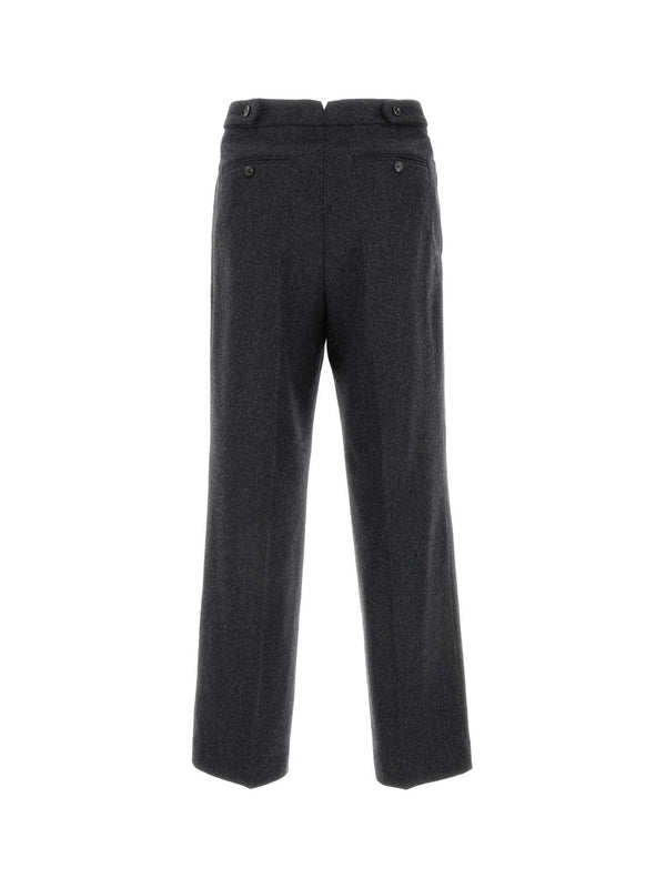 Back Strap Pleated Wool Pants