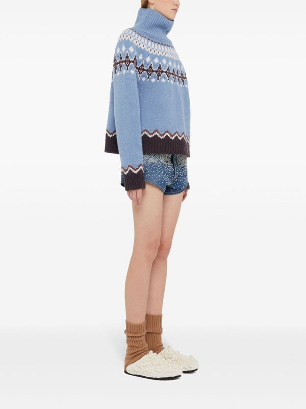 Pattern Jacquard High-neck Wool Knit