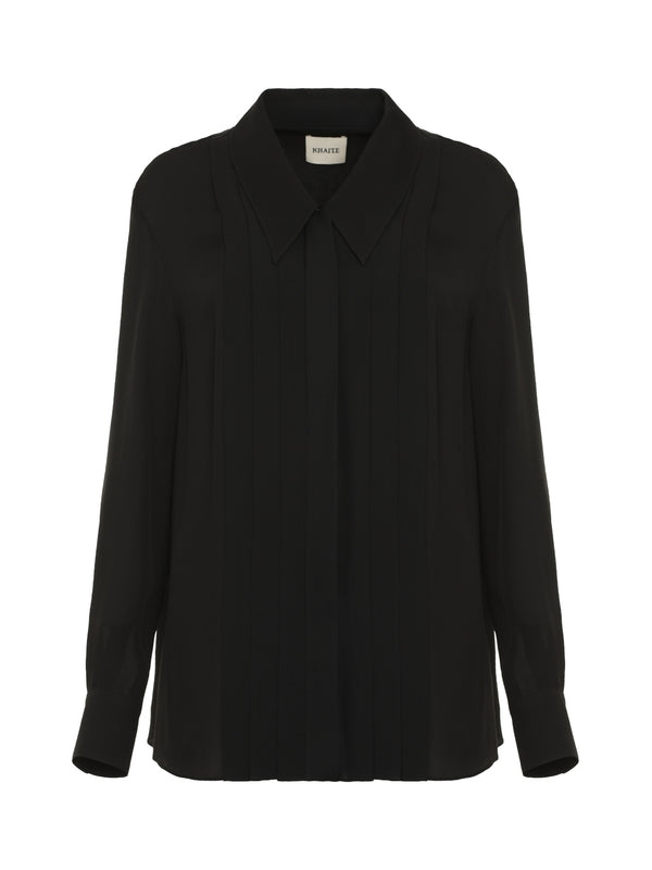 Pleated Detail Silk Shirt