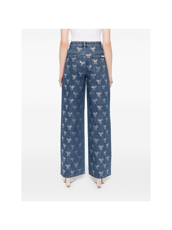 Allover Rhinestone Bow Denim
  Pants