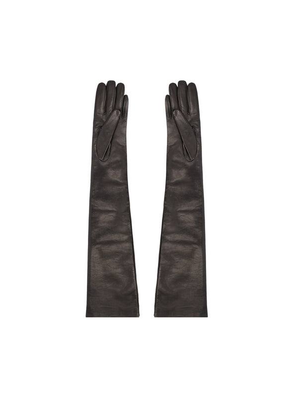 V Logo Leather Gloves