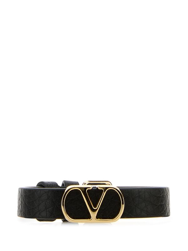 V Logo Leather Bracelet