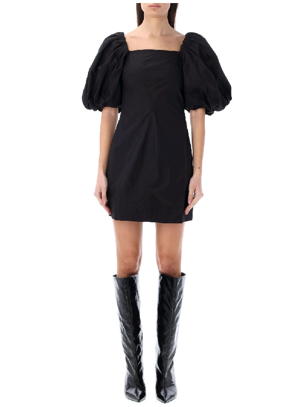 GANNI - Puff Sleeve Square-neck Mini Dress - Jente