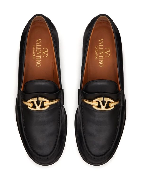 V Logo Leather Loafer