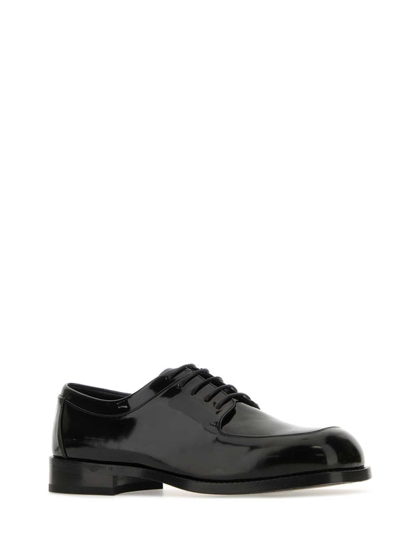 Square Toe Leather Lace-Up Shoes