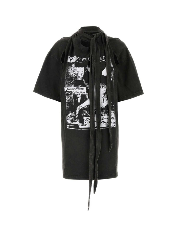 グラフィックプリントスカーフネック半袖
Tシャツ